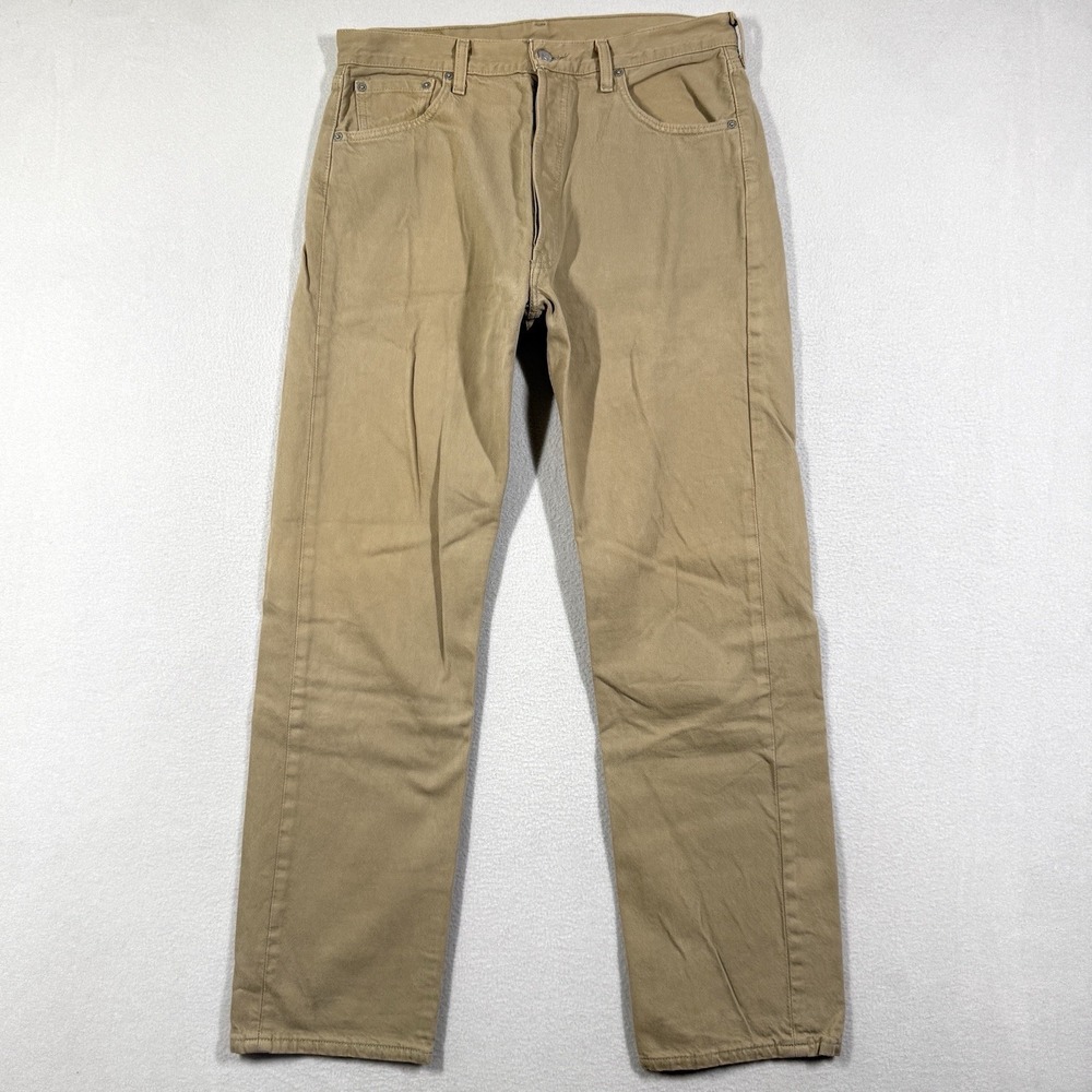 Vintage Levis 501 Jeans‎ Mens 36x32 Tan Made in USA Straight Leg Button Fly